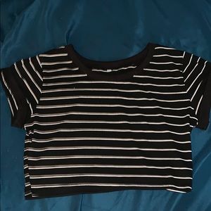 Black and white striped crop top